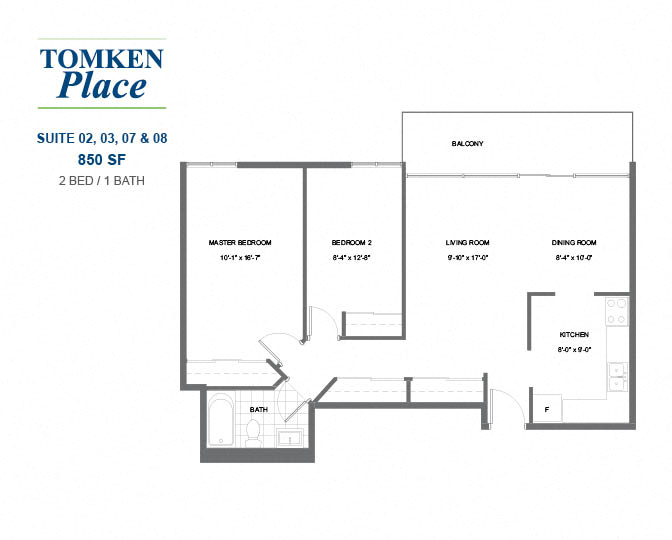 Tomken Place - 2 BED – 1 BATH - 850 SF – Apartment