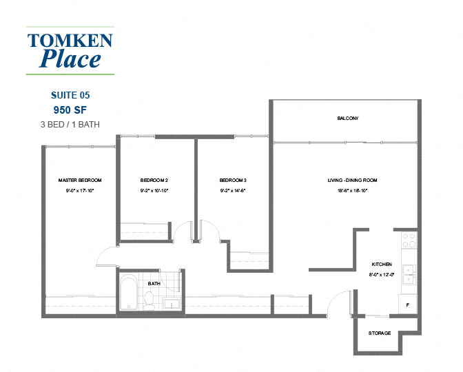 Tomken Place - 3 BED – 1 BATH - 950 SF – Apartment