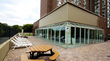 Outdoor Private Terrace with BBQ, Picnic Tables & Lounge Chairs