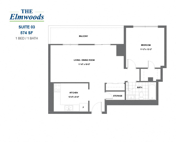 The Elmwoods  - 1 BED - 1 BATH - 574 SF - Apartment