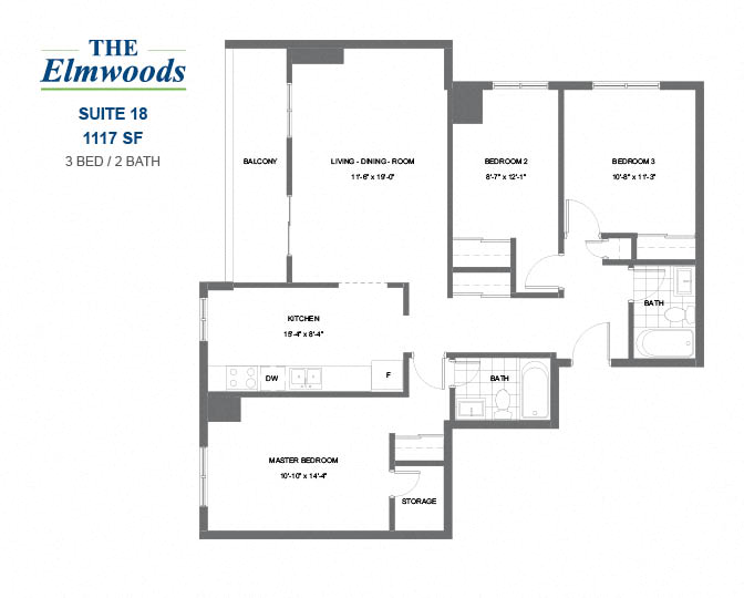 The Elmwoods - 3 BED - 2 BATH - 1117 SF - Apartment