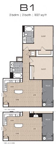 2 Bedrm 2 Bath 1027 Floor Plan 12