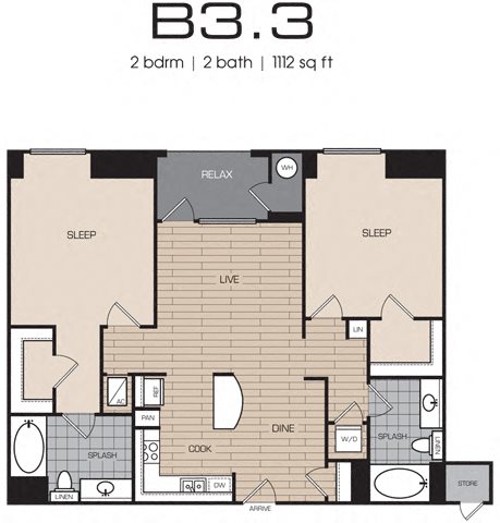 2 Bedrm 2 Bath 1112 Floor Plan 16