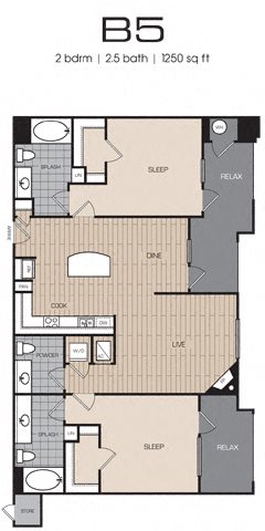 2 Bedrm 2 Bath 1250 Floor Plan 18
