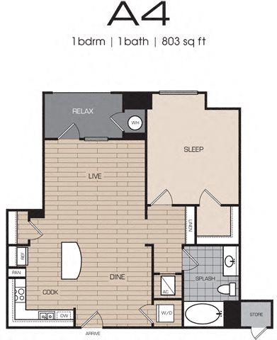 1 Bedrm 1 Bath 803 Floor Plan 8