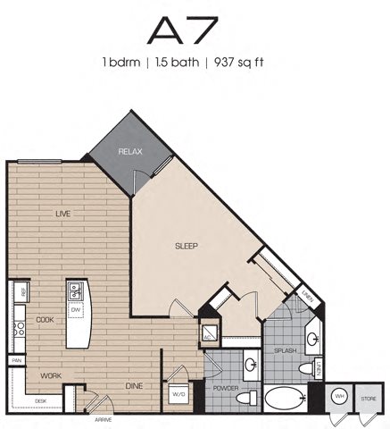 1 Bedrm 1 Bath 937 Floor Plan 11