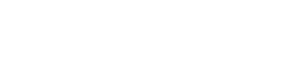 A logo for City View Partners, a full service property management company.