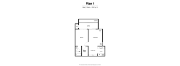 1 Bedroom, 1 Bathroom (550 sq ft)