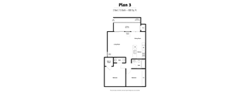 2 Bedrooms, 1.5 Bathrooms (800 sq ft)