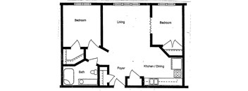 2 Bedrooms, 1 Bathroom