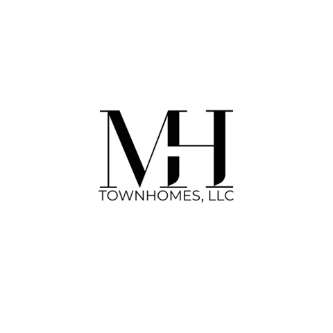 A black and white logo for Townhomes, LLC.