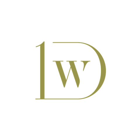 A black background with a gold logo that reads "1W".