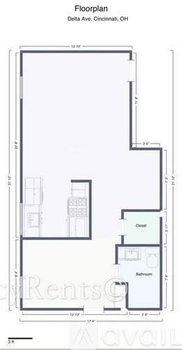 A floor plan for a property located at Delta Ave, Cincinnati, OH.