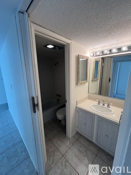 A bathroom with a sink, mirror, and toilet.