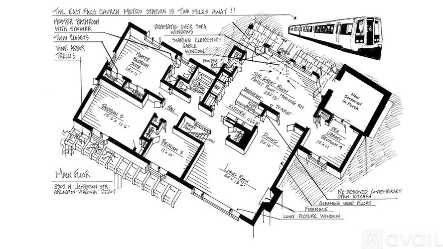 A black and white architectural floor plan of a building.
