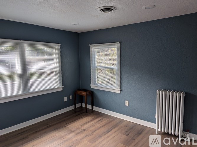 A room with a window and a radiator.