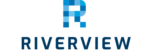 A blue letter R followed by the word Riverview.