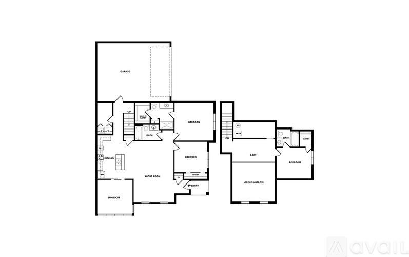 A floor plan of a house with a garage and a separate entrance.