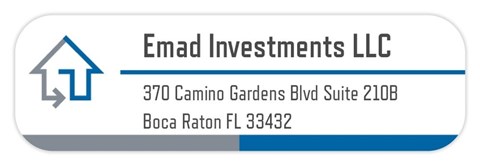 A business card for Emad Investments LLC.