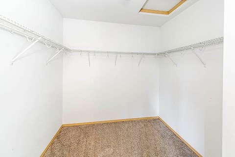 A room with a white wall and a brown carpet.