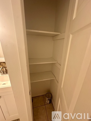 A white pantry with a white cabinet and a white sink.