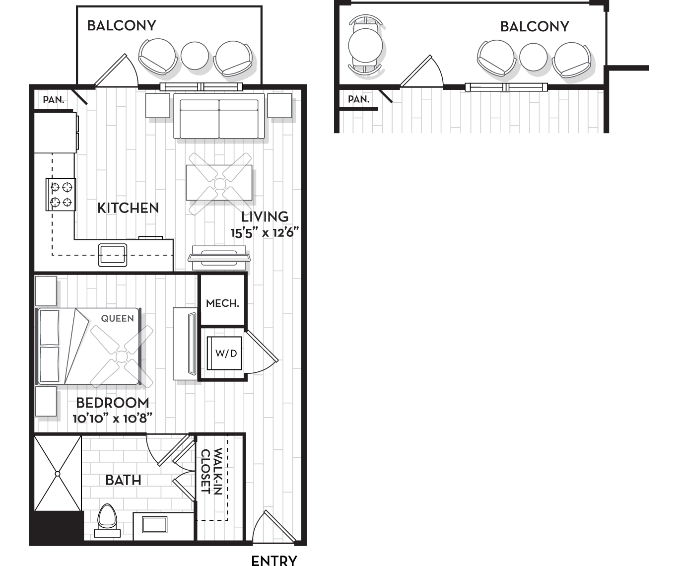 Old Tampa Bay Apartments for Rent - The Residence Peninsula - Compass Floor Plan 611 Sq Ft