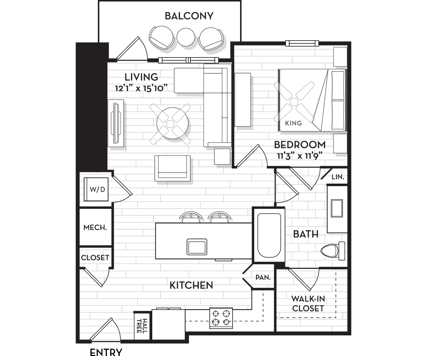 1 Bedroom Apartments in Tampa, FL - The Residence Peninsula - Deckhouse Floor Plan 737 Sq Ft