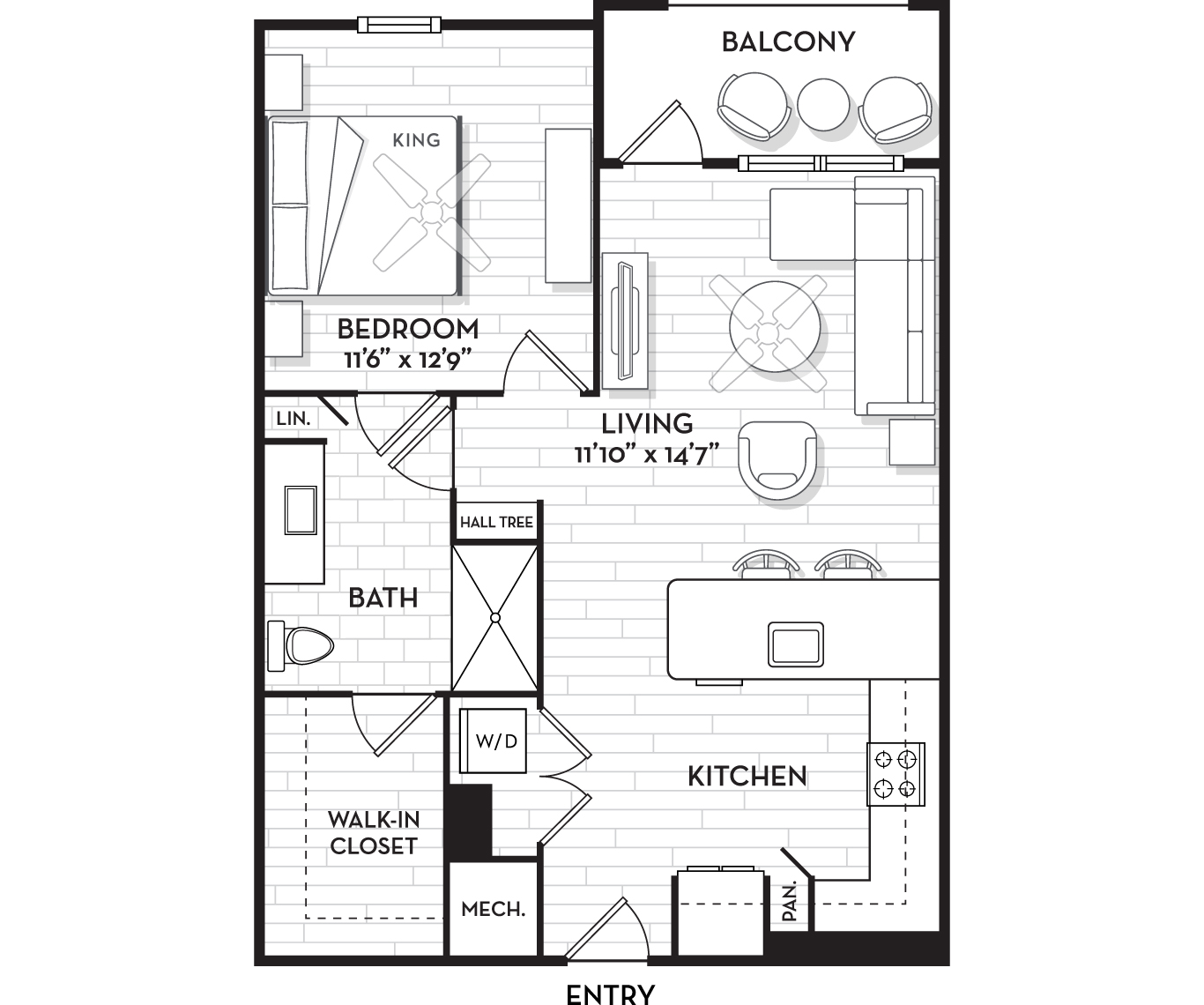 South Tampa Apartments for Rent - The Residence Peninsula Apartments - Horizon Floor Plan 775 Sq Ft