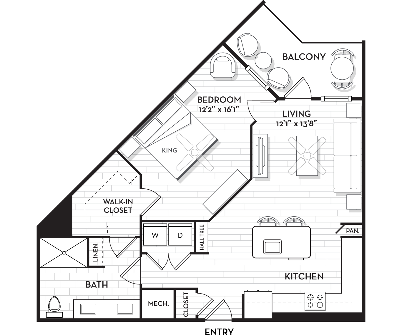 Brand new apartments in South Tampa, FL - The Residence Peninsula - Mainsail Floor Plan 839 Sq Ft