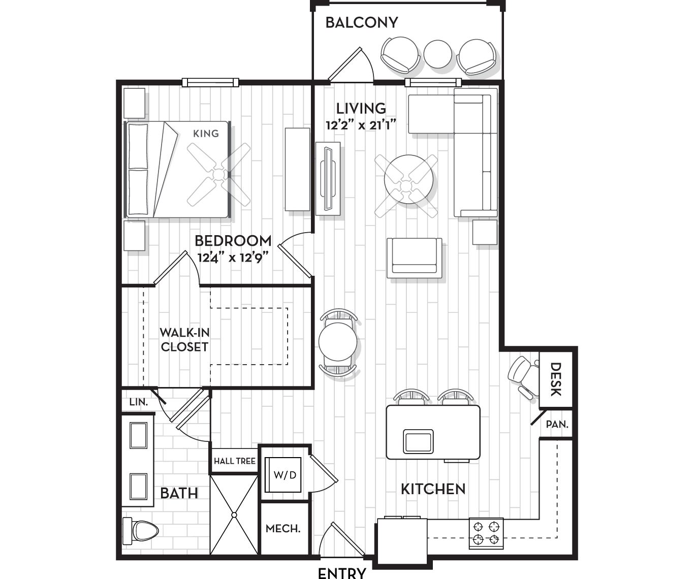 Pet Friendly Apartments in Tampa, FL - The Residence Peninsula Apartments - Portlight Floor Plan 882 Sq Ft