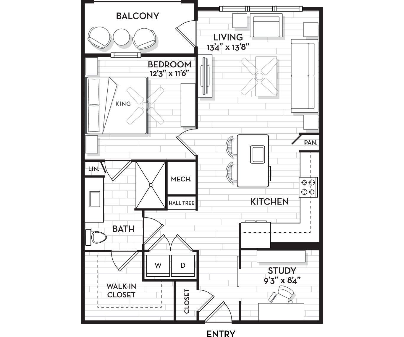 The Residence Peninsula Apartments in Tampa, FL - Starboard Floor Plan 891 Sq Ft