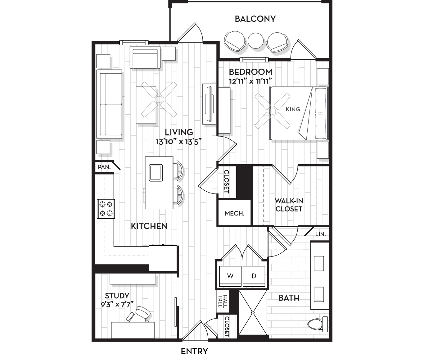 Apartments in Old Tampa Bay - The Residence Peninsula Apartments - Waypoint Floor Plan 963 Sq Ft