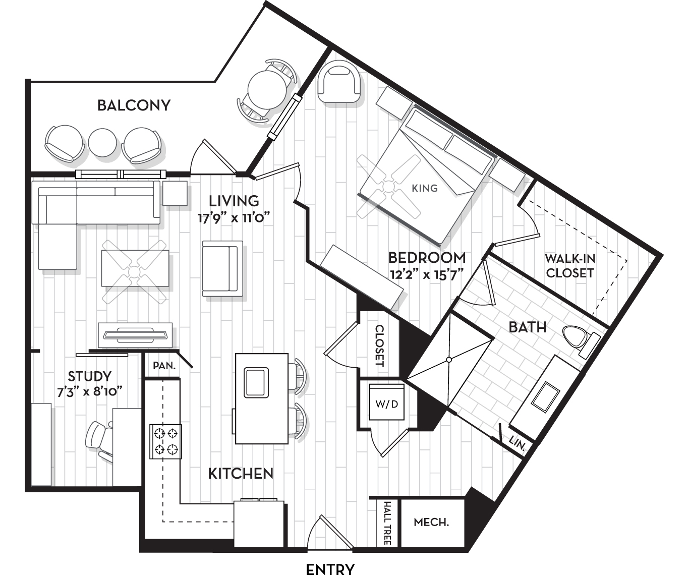 Pet Friendly Apartments in Tampa, FL - The Residence Peninsula - Windward Floor Plan 976 Sq Ft