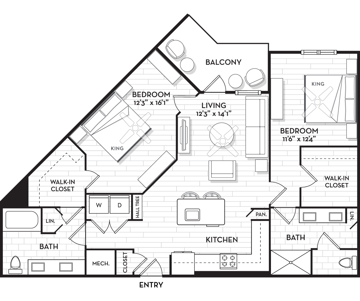 The Residence Peninsula Apartments in Tampa, FL - Commodore Floor Plan 1200 Sq Ft