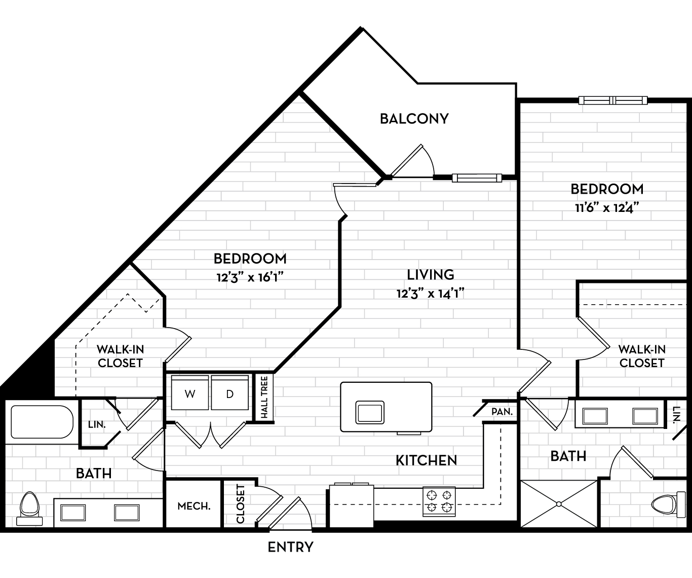 The Residence Peninsula Apartments in Tampa, FL - Commodore Floor Plan
