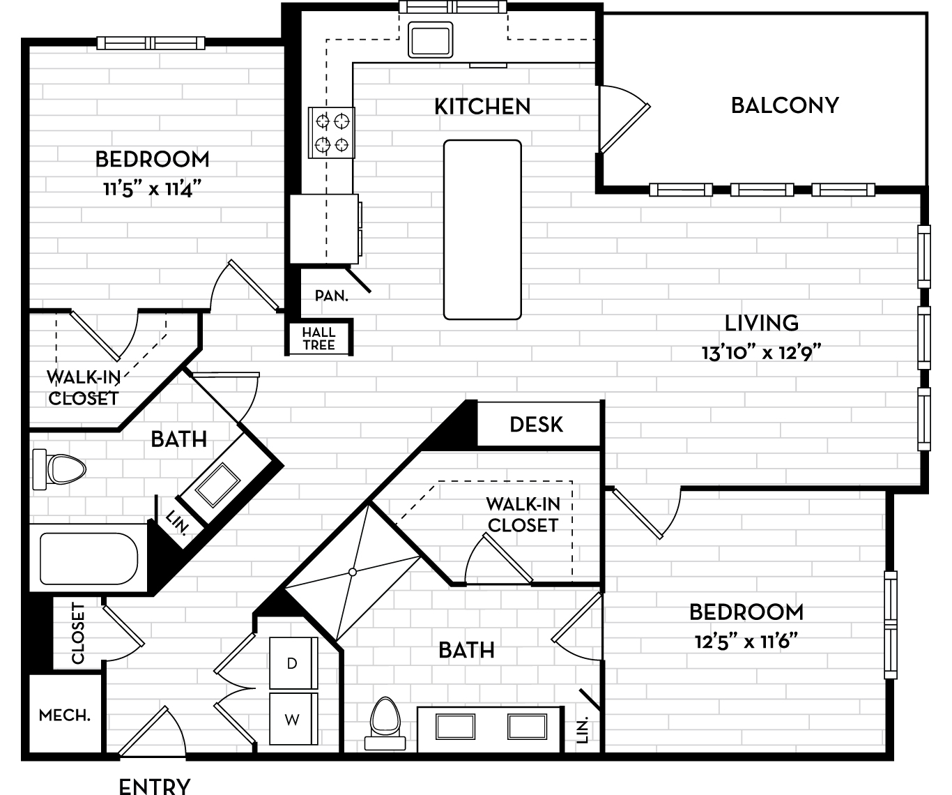 2 bedroom apartments in Tampa, FL - The Residence Peninsula - Mariner Floor Plan