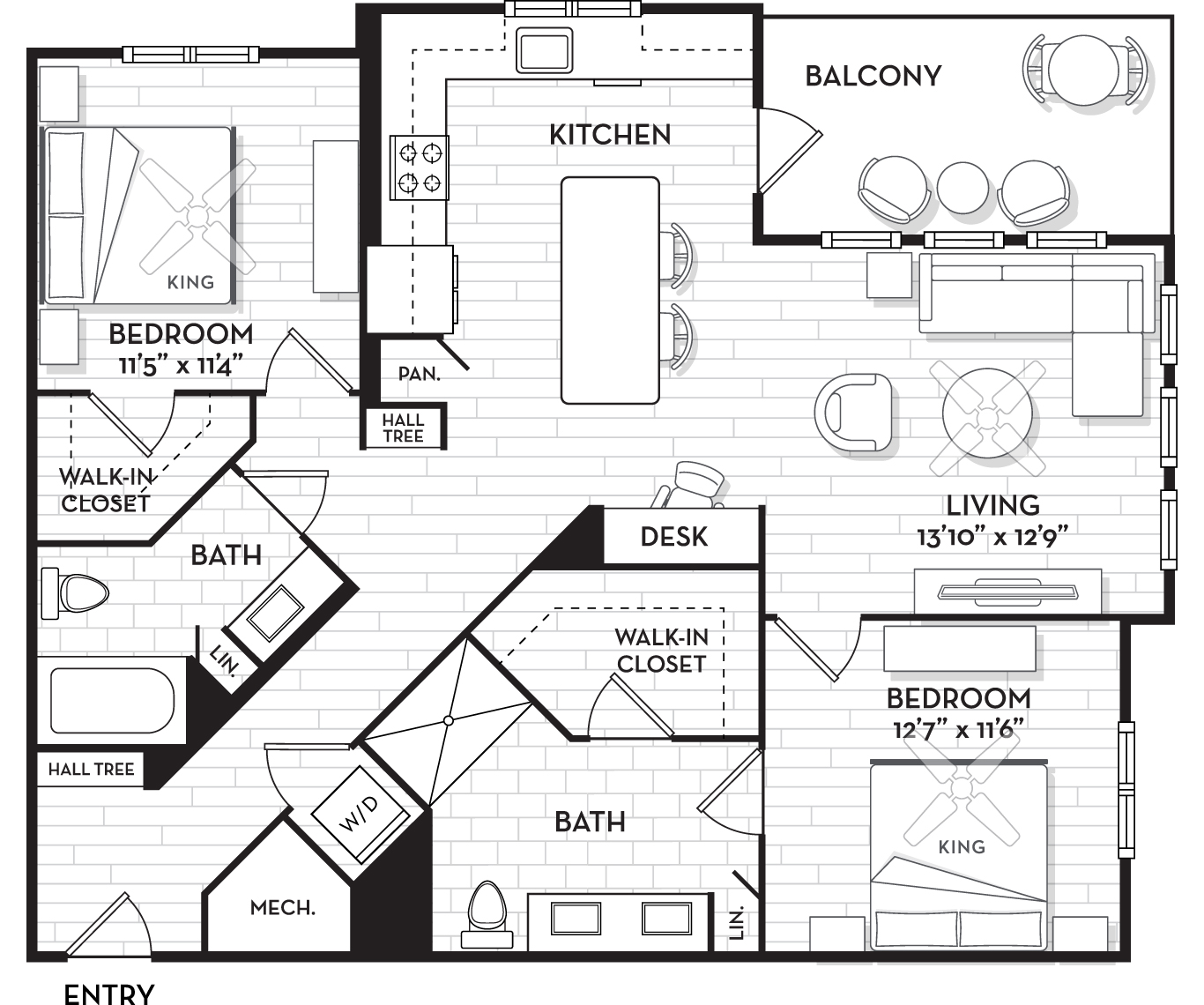 Old Tampa Bay Apartments for Rent - The Residence Peninsula - Navigator Floor Plan 1219 Sq Ft
