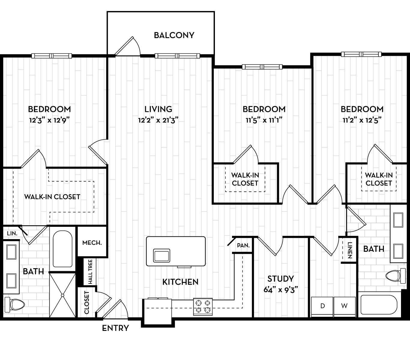 3 Bedroom Apartments in Tampa, FL - The Residence Peninsula - Flagship Floor Plan