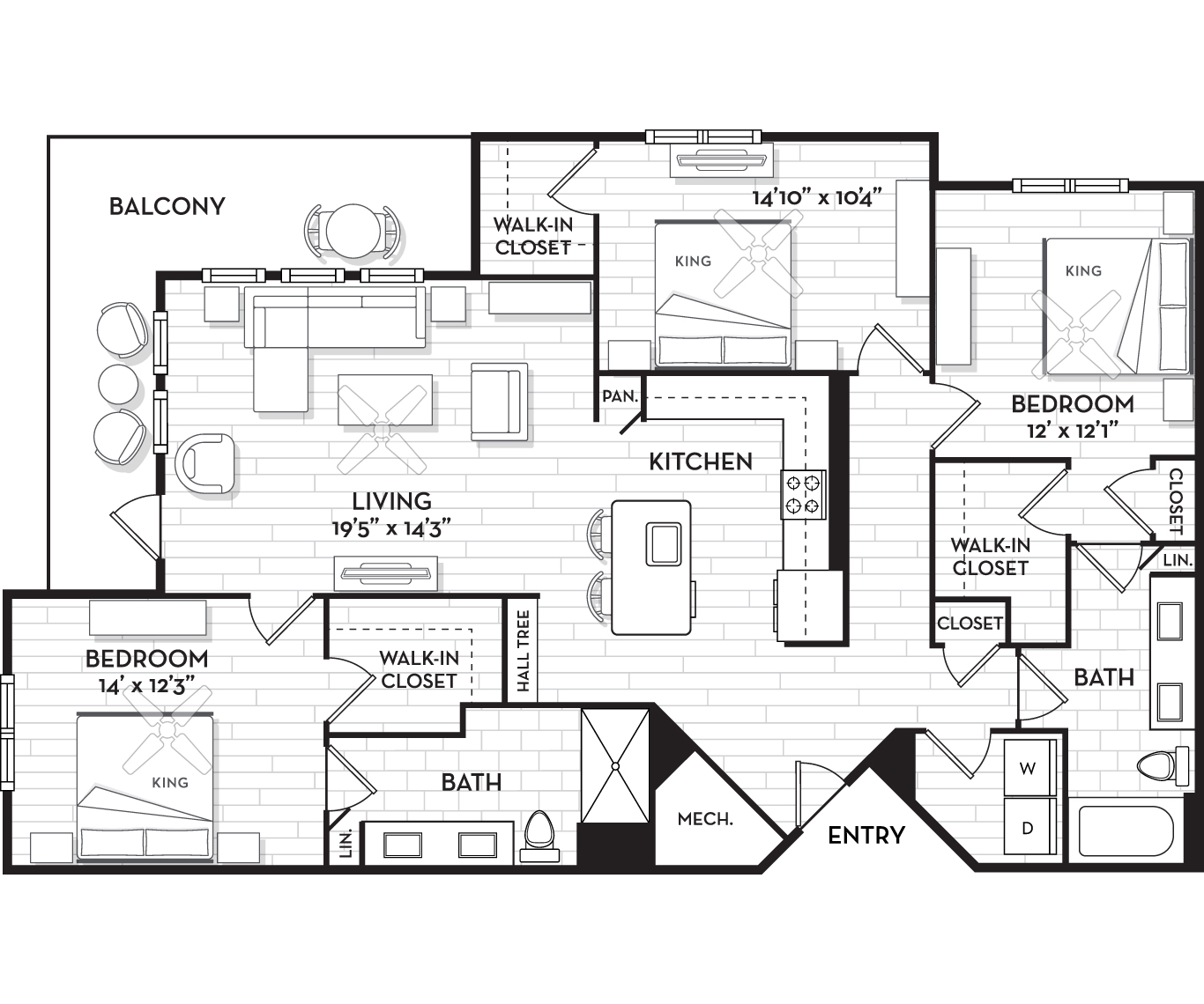 Apartments near Westshore Marina District - The Residence Peninsula - Odyssey Floor Plan 1585 Sq Ft