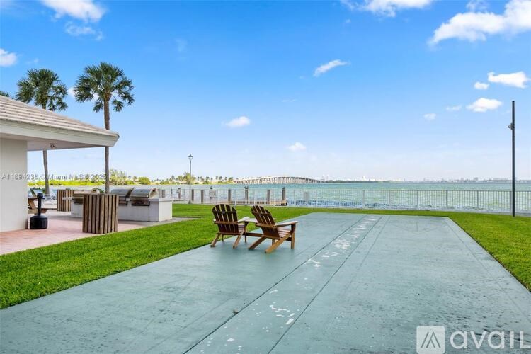 A sunny day at the beach with a clear blue sky.