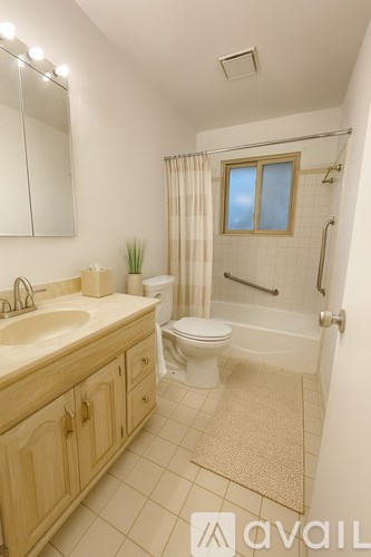 A bathroom with a sink, toilet, and shower.