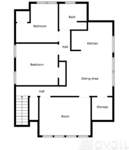 A floor plan of a house with labeled rooms.