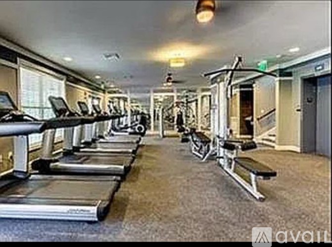 A gym with treadmills and exercise machines.
