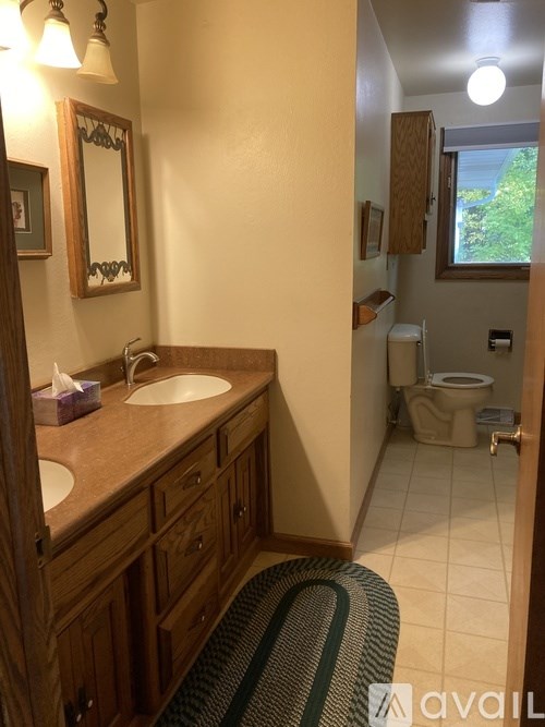 A bathroom with a sink, mirror, and toilet.