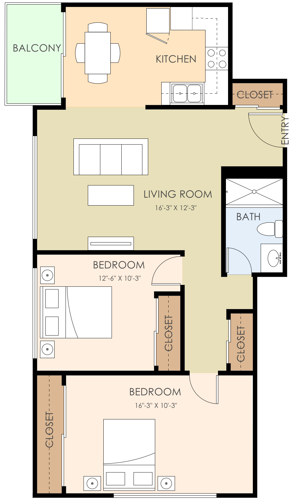 2 Bedroom 1 Bath