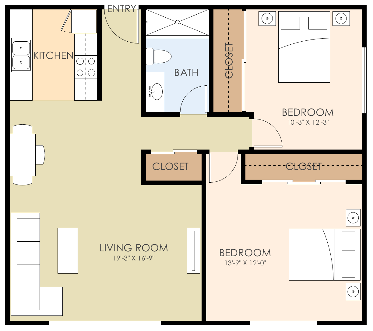 Two Bedroom One Bath