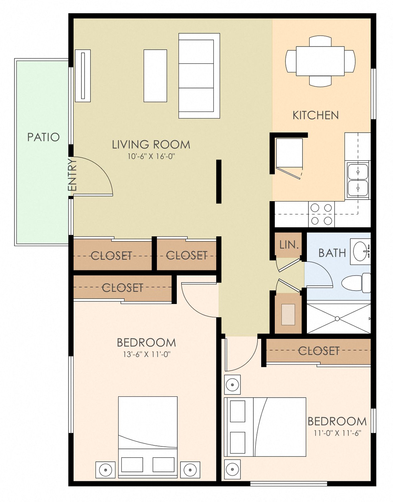 Two Bedroom One Bath