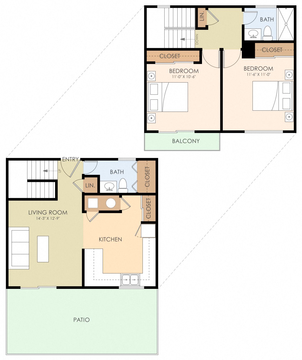 Two Bedroom One and a Half Bath