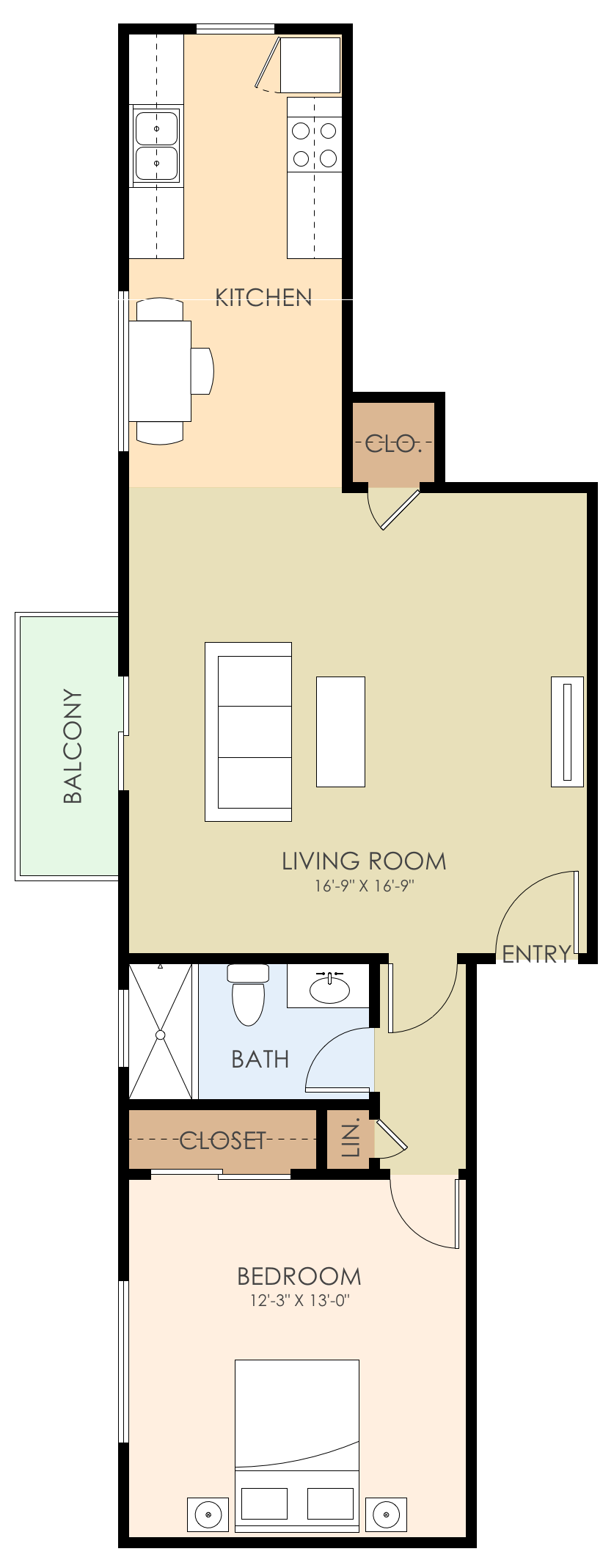 1 Bedroom 1 Bath 679 Sq Ft