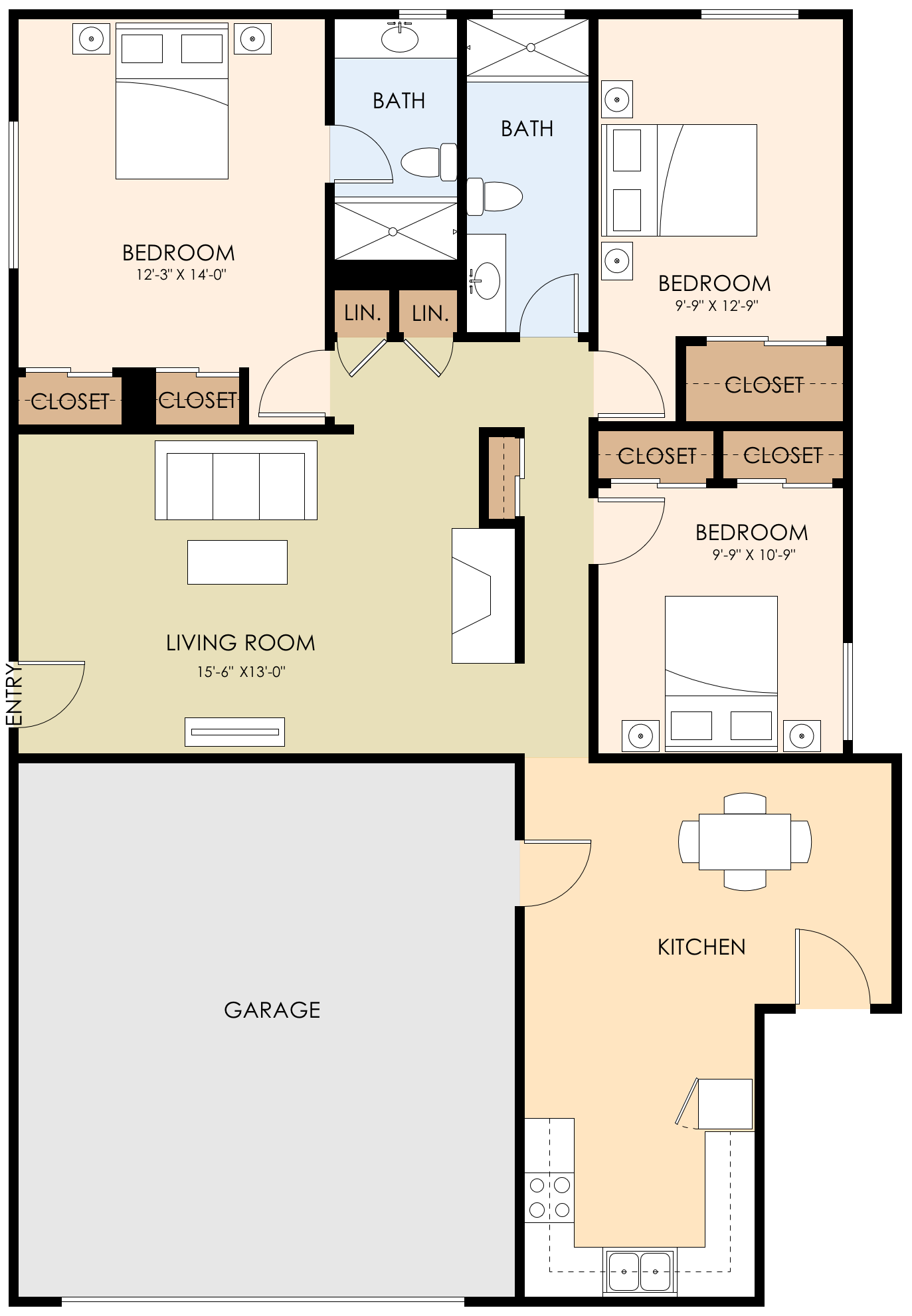 Three Bedroom Two Bath